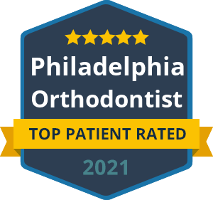 Philadelphia Orthodontist top patient rated 2021 badge.